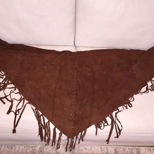 Suede cocoa Argentinian shawl as a Wrap or a throw